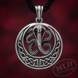 MLD Trading 3D Cobra Eternal Protection Amulet Pendant Necklace, Zinc Alloy, 24" Rope Cord