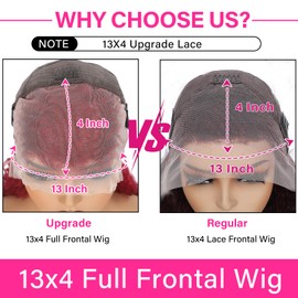 28 Inch 99j Burgundy Lace Front Wigs Human Hair 13x4 Deep Wave Lace Front Wigs Human Hair Pre Plucked Wet Wavy Red Colored Curly Human Hair Wig 180% Density HD Transparent Lace Frontal Wig for Women