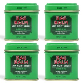 Bag Balm Vermont's Original Ointment, 1 Ounce Tin (Pack of 4), Moisturizing Ointment for Dry Skin that can Crack Split or Chafe on Hands Feet Elbows Knees Shoulders and More