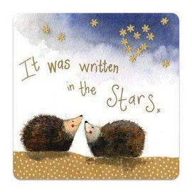 Alex Clark Coaster - It was written in the stars (Single) - Watercolour Design - Cork Back - Hedgehog