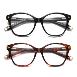 Kafirlo Cat Eye Reading Glasses for Women Men CatEye Anti Blue Light Blocking Computer Readers Cute Clear Wide Frame Glasses with Spring Hinge （+1.00, Black & Tortoise）