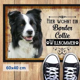 PR Print Royal Door Mat Pets with Dog Picture Border Collie - Gift Idea for Dog Lovers and Dog Owners - Size 60 x 40 cm
