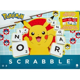 Mattel Games Scrabble Pokémon Board Game, Family Word Game with Two Ways to Play, Includes 50 Challenge Cards with Pokémon Characters for 24 Players, German Version, HXT28