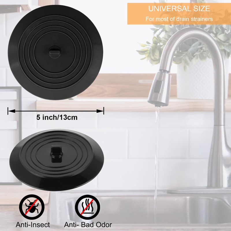 V-TOP Bathtub Drain Stopper 2 Pack, 5 inches Silicone Tub