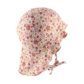 Sterntaler Flower Sun Hat - Girls' Swimming Hat - UV Protection 50+ Summer Hat for Beach and Swimming Pool - with Neck Protection and Ties - Baby and Children's Headgear - Swimwear, ecru