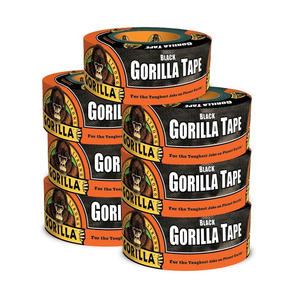 Gorilla Black Duct Tape, 1.88" x 12 yd, Black, (Pack