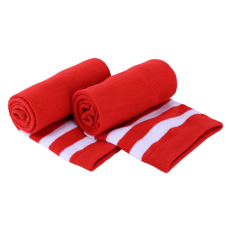 Machiriyee Women's Red Knee High Socks with White Stripes