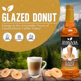 Syruvia Glazed Donut Coffee Syrup - 25.4 fl oz Premium Coffee Flavoring Syrup - Kosher Coffee Syrups, Gluten Free, No Coloring, Perfect for Drinks, Soda, Shakes, Desserts, and More.