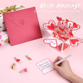 Bighan Pop Up Happy Valentine's Day Card, 3D Valentine's Day Pop Up Greeting Boxed Cards Anniversary Pop Up Cards for Men and Women Family, B