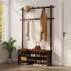 AQIMUELE Hall Tree, Coat Rack with Shoe Storage, Wooden Hall