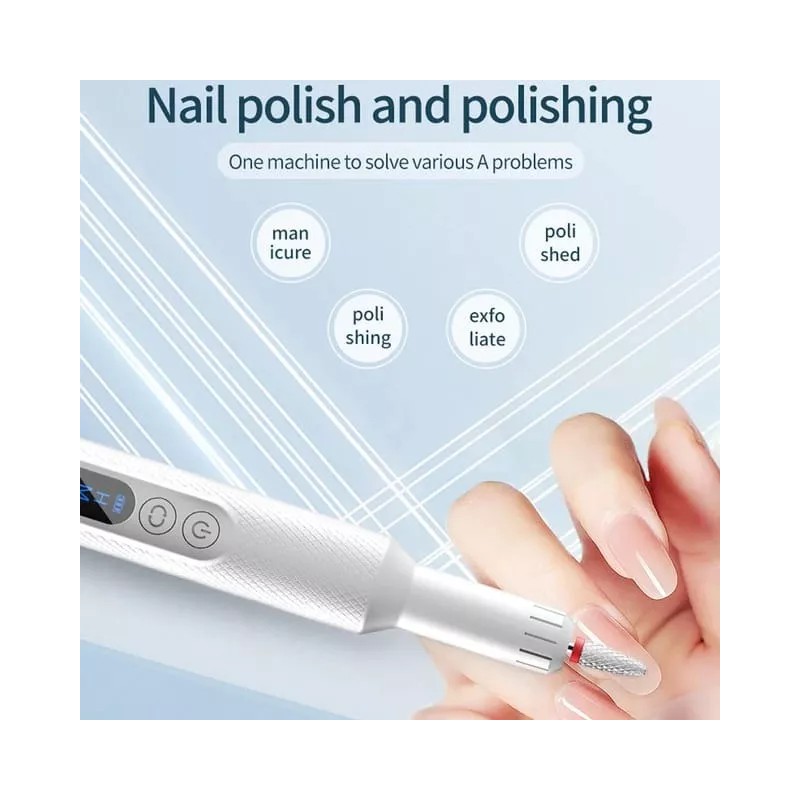 KFMX Pluma Pulidora Esmeril Uñas Eléctrico Base Lima 18000 Rpm