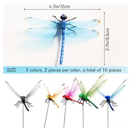 10 Pcs Dragonfly Garden Decor 5 Colors Dragonfly Garden Ornaments for Indoor Outdoor Yard (10Pcs)