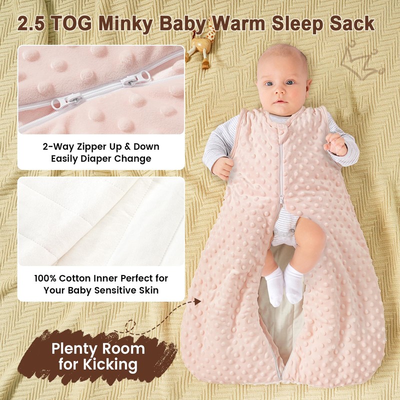 PHF Baby Sleep Sack 2.5 TOG with Plush Minky Dot,