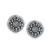 Bali Style Round Dome Medallion Style Flower Motif Button Clip