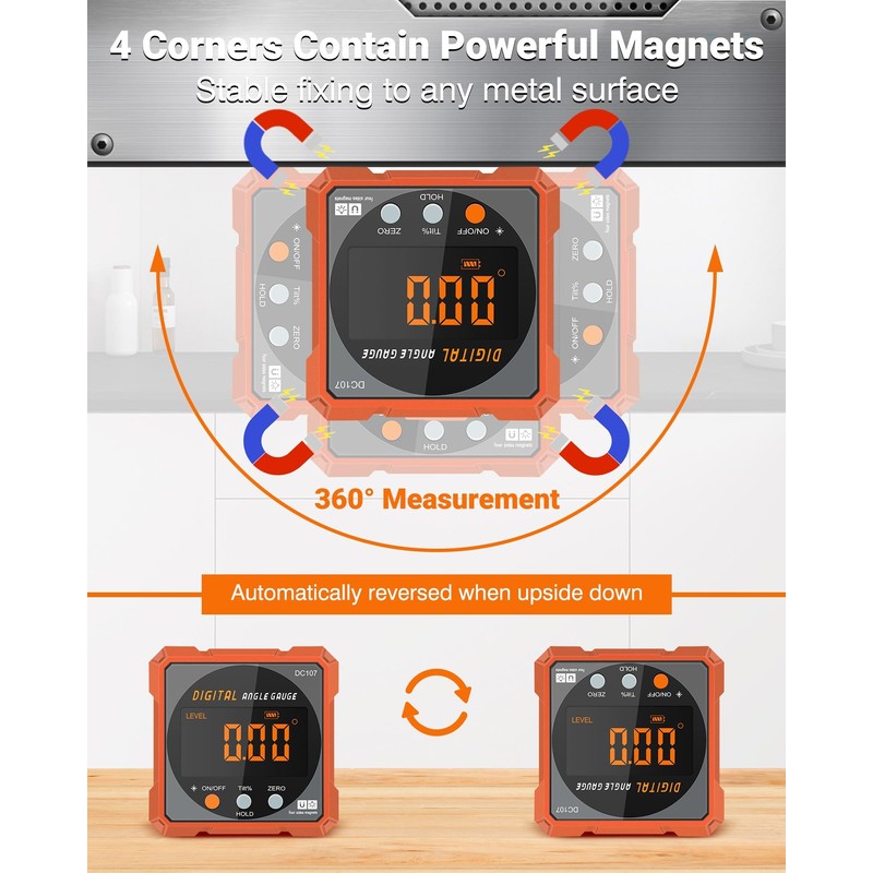 Digital Angle Finder Magnetic Electronic Angle Cube Dual Laser Gauge