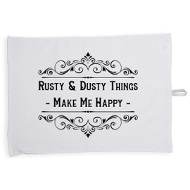 Hippowarehouse Rusty and Dusty things make me happy Tea Towel Eco Printed Dish Cloth Kitchen accessory 50cmx70cm 100% Cotton