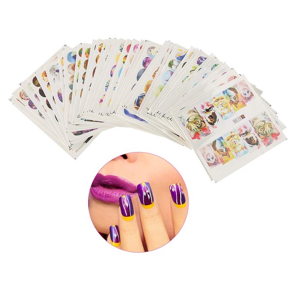 Nail Art Stickers 50 Sheets/Set Animal Dogs Cats Water Transfer Nail Art Stickers Manicure Pedicure Decals