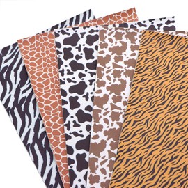 David Angie Animal Texture Faux Leather Sheet Printed Synthetic Leather Fabric Assorted 5 PCS 7.7" x 12.9" (20 cm x 33 cm) for Hair Accessories DIY Crafts Making (Mix)
