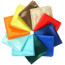 FELYSIK Men's Pocket Square Sets, Satin Silk Handkerchief Bulk for Suit Tux Wedding, Warm Cool Color 10 Pack