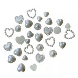 웨딩 진주 하트 네일 스톤 언포일 아트 장식 Wedding Pearl Heart Nail Stone Unfoil Art Decoration [GSTON - 208]