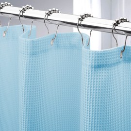 AmazerBath Waffle Shower Curtain, Baby Blue Shower Curtain Fabric Shower Curtain with Waffle Weave Heavy Duty Hotel Quality Bathroom Shower Curtains, 72 x 72 Inches