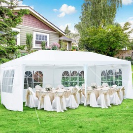ORALNER 10'x20' Outdoor Canopy Tent, White Wedding Party Tent with 6 Removable Sidewalls & Carrying Bag, Heavy Duty Camping Gazebo Pavilion for Patio, Garden and Backyard