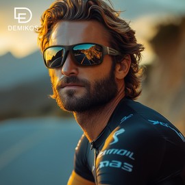 DEMIKOS Polarized Running Sunglasses for Men：Cycling Sun Glasses for Mens Womens Sports Sunglasses for Fishing Driving Wrap Around UV400 Protection Blue+Black+Green