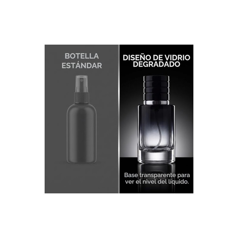 Botella de perfume atomizador negra portátil de vidrio de alta