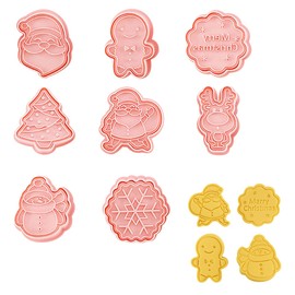Jagowa 8PCS Christmas Cookie Cutter Set Christmas Decoration Snowflake Christmas Tree Reindeer Santa Claus Snowman for Christmas Baking(Style C)