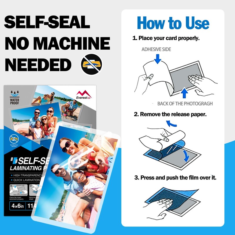 Everest Self Seal Laminating Pouches, Self Sealing for Photo Cards