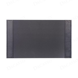 Dacasso Black Crocodile Embossed Leather Side-Rail Desk Pad/Desk Protector, 34"" x 20""" (PR-2201)