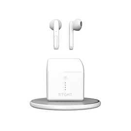 RYGHT Nemesis + TrueWireless Headphones with Touchscreen and Automatic Connection Housing with Induction Charger (Induction Charger Included) - White