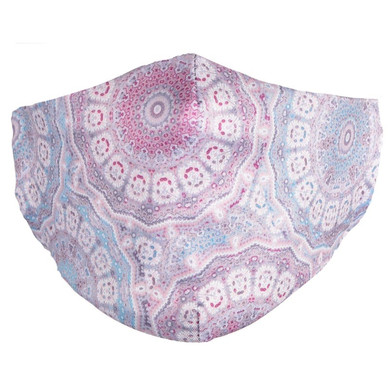 styleBREAKER Unisex Fabric Mask with Ethnic Circles Pattern, Double Layer,