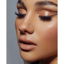 COCHARM 14K Real Gold Nose Stud Triangle CZ Bone L Bend S Screw 20g Yellow Gold Nose Ring Stud Solid Gold Push Pin Nose Piercing for Women Men 6mm Post, 0.8x6mm, Yellow Gold, cubic zirconia