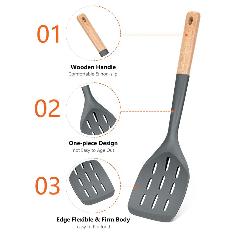 Pack of 3 Silicone Spatula, Non Stick Cooking Utensil Set,