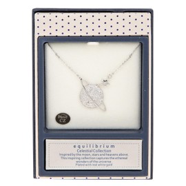 equilibrium Celestial Pave Planet White Gold Plated Necklace