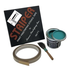 Automotive Pinstriping KIT - Stencil/Brush/Paint - Pinstripe Your Car/Truck - Results: 5/32 inch Stripe, 5/32 inch Space, 1/16 inch Stripe (Teal, 160 Foot roll)