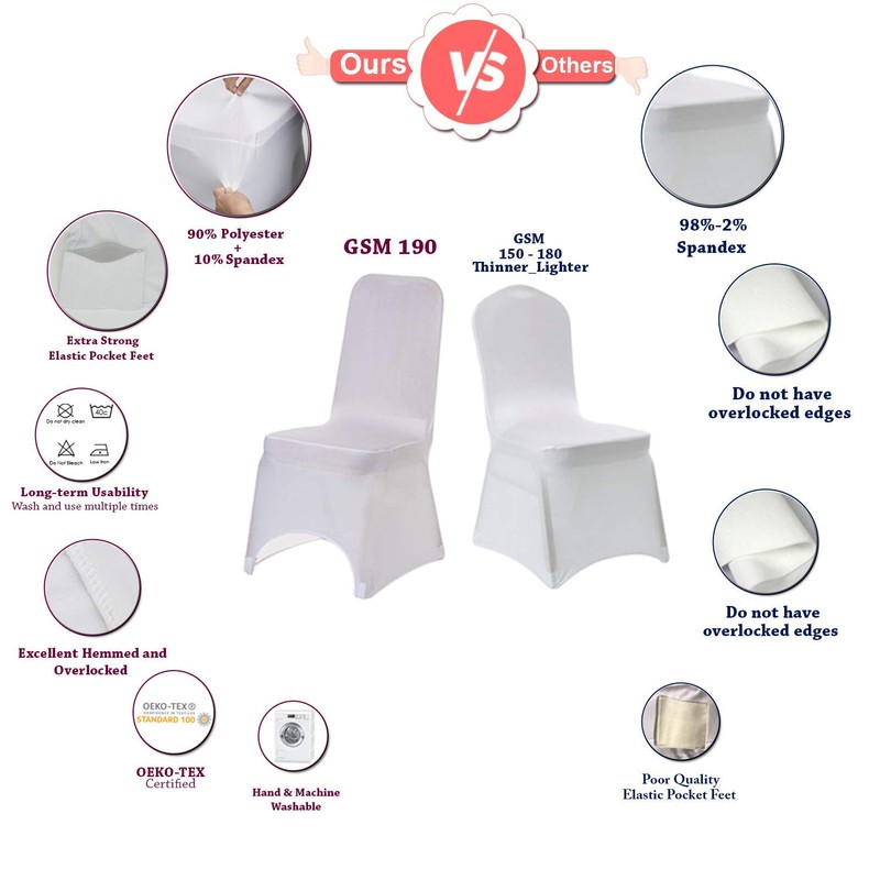 Trimming Shop Spandex White Chair Cover Stretch Fabric Removable Washable