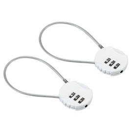 PATIKIL Combination Lock 8 Inch, 2 Pcs 3 Digit Outdoor Waterproof Code Padlock with Wire Rope for Luggage Gym Locker Fence Toolbox Backpack, White
