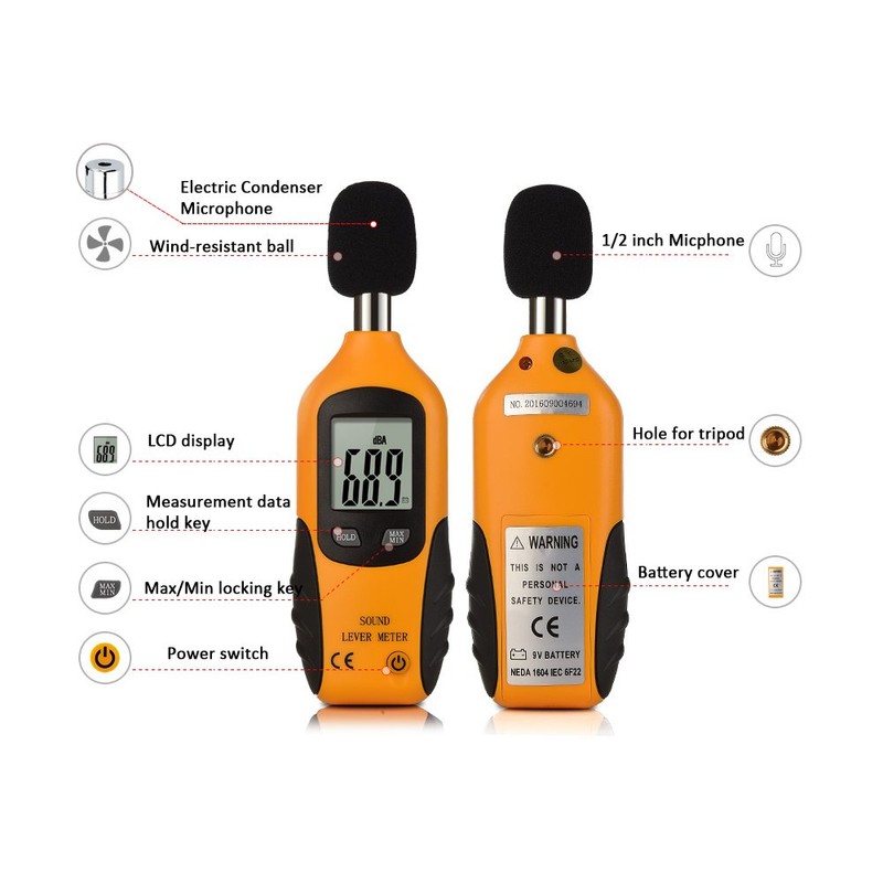 Mengshen Decibel Meter, Digital Sound Level Meter Handheld Audio Noise