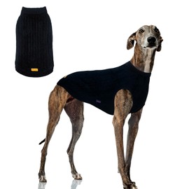 Kickred Dog Sweater, Dog Winter Sweater, Warm Winter Dog Sweaters, Dog Knitted Vest, Solid Color Short Sleeved Warm Pet Sweater, Pullover with Leash Hole for Large Medium Small Dogs (Dark Blue, L)