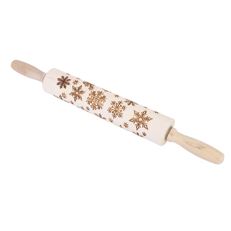 Christmas Wooden Rolling Pins Engraved Embossing Dough Pin with Snowflake