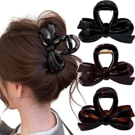 BetterJonny Hair Clip, Small Size, Hair Accessory, Ribbon, Hair Clip, Firmly Curled, Lightweight, High Volume, Strong, Hair Clip, Hair Ornament, Korean Style, Fashionable, Adult, Cute, Elegant (Black