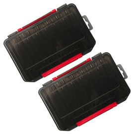 RoaRion 2 Sided Lure Box Set of 2 Tackle Box Metal Jig Reversible Case Fishing Tackle Case Fishing (Black, Large)