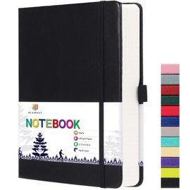 BLUMOST Blank Paper Notebook - 280 Pages A5 Blank Journal Notebook with 100gsm Thick Blank Paper, Hardcover, PU Leather, 5.75'' × 8.38''-Black