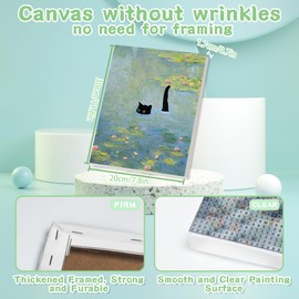 VIGEGU Black Cat Diamond Art Kits for Adults with Framed - 5D Diamond Painting Kits for Adults Beginner,Full Round Drill DIY Paint by Diamonds Dot Gem Art and Crafts,for Home Decor 8X12Inch