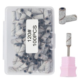 Cnynail 100pcs Small Nail Drill Sanding Bands and 1Pcs Small 3.1mm Sanding Mandrel Bit for Acrylic Nails, Gel Removing, Shaping, Manicures & Pedicures, Professional Nail File Kit (120# Grit)