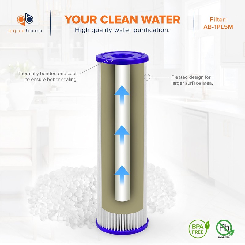 Aquaboon 5 Micron 10x2.5 Whole House Pleated Sediment Filter Cartridge