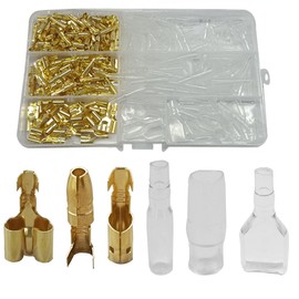 320PCS Bullet Connectors, 3.9mm 3.5mm Male & Female Crimp Terminal Connectors, Brass Bullet Connectors Kit with Insulating Sleeves, Wire Terminals Connector for Car, Truck (320PCS)