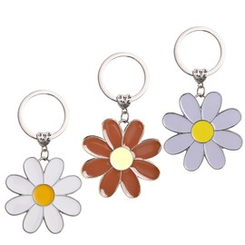 Bloomique 3PCS Daisy Keychain, Enamel Bag Charm Cute and Exquisite Flower Pendant Key Holders Floral Charm Flower Lovers Accessories Metal Daisy Keyring Gift for Schoolbag Wallet Accessory Decoration
